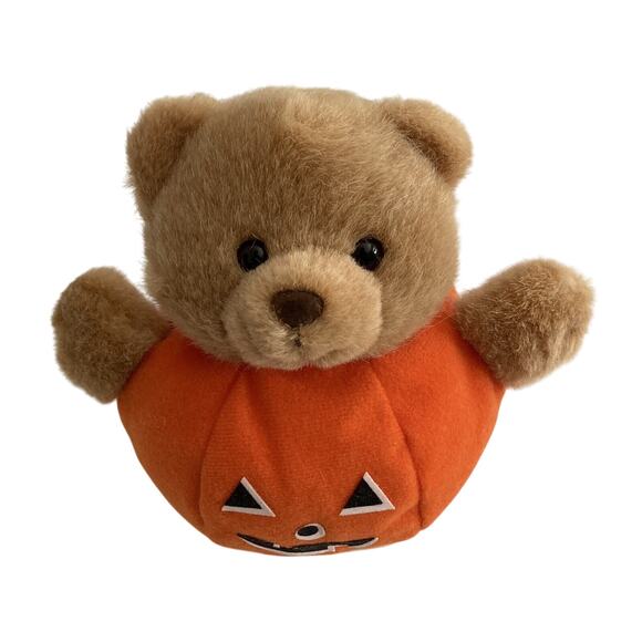 Russ Plush Stuffed Animal Halloween Jack O Lantern Bear Treats 6 Inches Tall - Picture 3 of 9